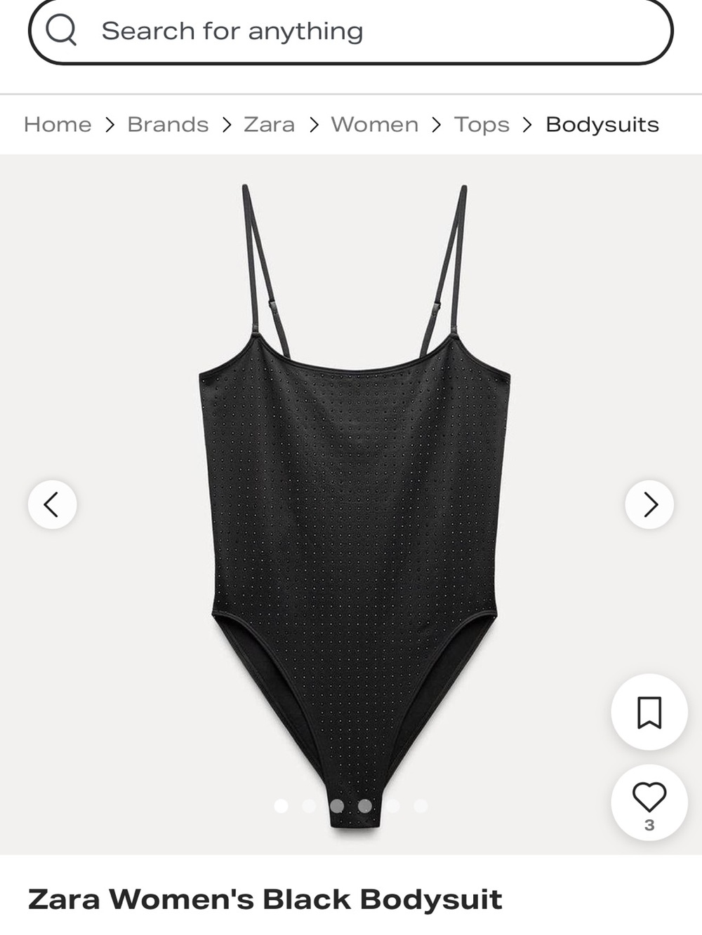 Zara Black Studded Spaghetti-Strap Bodysuit